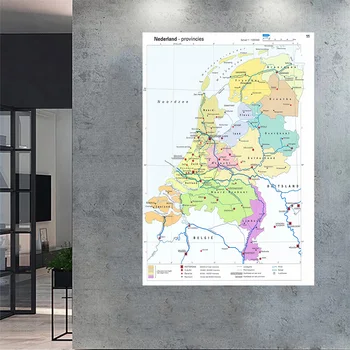 100 *150 см Карта провинций Нидерландов, плакат на стену, нетканый холст, картина, украшение для дома, школьные принадлежности на голландском