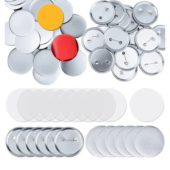 100 Комплектов круглых деталей для пуговиц, принадлежности для изготовления заготовок 58 мм, наборы для изготовления значков с металлическими пуговицами, заготовки для задней кнопки