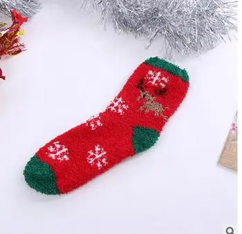 100 пар/лот, зимние осенние теплые женские носки с рисунком животных из мультфильма, коралловые кашемировые короткие носки, женские рождественские носки