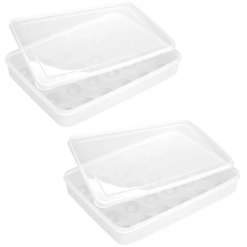 2 Прозрачных контейнера для яиц с крышкой вмещают 48 яиц, аксессуар для удобной переноски, можно мыть в посудомоечной машине, можно штабелировать