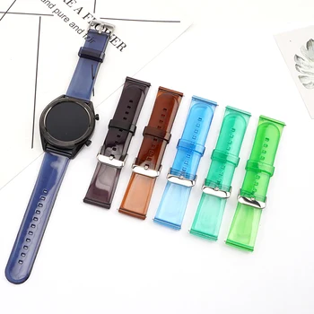 20 мм 22 мм Прозрачный Силиконовый желейный Ремешок Для Samsung Galaxy Watch 3-46 мм Gear S3 Huawei Watch GT 2 Amazfit GTR 2e мягкий ремешок