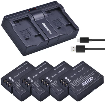 4 шт. Аккумуляторы DS-SD20 SD20 DS SD20 + USB Двойное зарядное устройство для экшн-спортивных камер Rollei 3S 4S 5S ActionPro SD20F WiF Rollei 3S