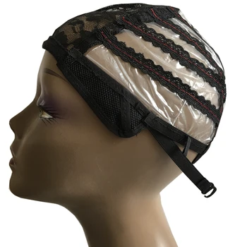 5 шт., черная пластиковая шапочка для машинного изготовления париков, сетка для волос с регулируемым ремешком, сетка для парика