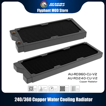 Azieru 240 360 Радиатор Водяного Охлаждения Медный Водяной Охладитель Рассеивание Выхлопного Теплообменника ПК CPU GPU Cooler AU-RD240-CU-V2