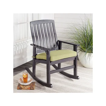 Better Homes & Gardens Уличное деревянное кресло-качалка Delahey, уличное кресло с зеленой подушкой, садовый стул, садовая мебель
