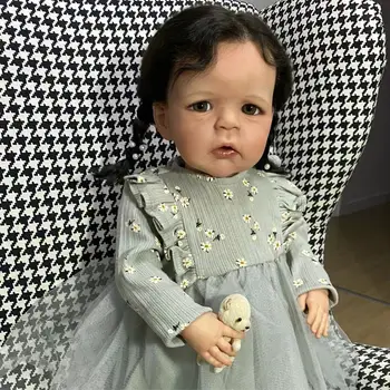 FBBD 60cm Artist Genesis Painting Reborn Baby Doll Сэнди С длинными черными волосами Ручной работы Ограниченная поставка Кукол Для детей