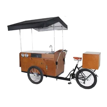 KN-T04D 2019 Уличный кофейный велосипед для быстрого питания, трехколесный велосипед с кожаной крышей из нержавеющей стали