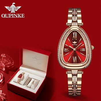 OUPINKE Роскошные часы для женщин, сапфировый кристалл, водонепроницаемые кварцевые часы-браслет от лучшего бренда, подарок для девочек, женские часы Relogio Feminino