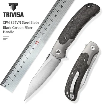 TRIVISA Карманный Складной Походный Нож EDC, Ti Валик, Шпильки для большого пальца Ti и стальные Флипперные Ножи 3,66 