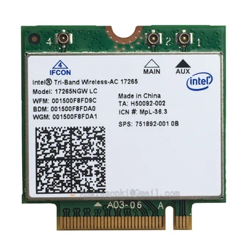 Беспроводная-AC 17265 17265NGW SPS 751892-001 802.11ac Ad NGFF 4,7 Гбит/с 867 М WiFi + Bluetooth BT4.0 Беспроводная карта Intel для 7350 E7450