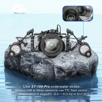 Водонепроницаемая вспышка SeaFrogs, Стробоскопический шаблон TTL для корпусов фотоаппаратов Nikon, чехол для дайвинга, Функция вспышки из оптического волокна для всех камер