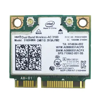 Двухдиапазонная беспроводная-AC 3160 3160HMW 802.11ac 433 Мбит/с Wifi Bluetooth 4.0 Половина мини-карты PCI-e для Intel SPS: 710662-001 Hp Dell