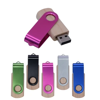 Деревянный USB-накопитель 4 ГБ 8 ГБ 16 ГБ 32 ГБ 64 ГБ 128 ГБ usb Флэш-накопитель Memory Stick вращающийся флеш-накопитель Подарочный USB U-диск