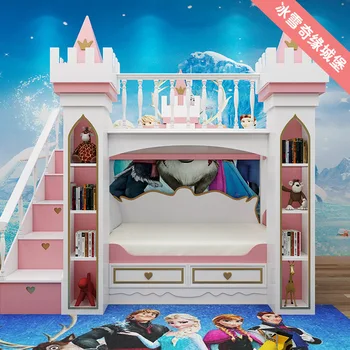 Детская мебель из массива дерева, кровать принцессы, замок мечты, розовая детская кровать, двухъярусная кровать, кровать для виллы, кровать для детского сада