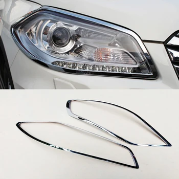 Для Suzuki SX4 S-Cross 2014 2015 ABS Хромированные полоски для бровей на передней фаре, декоративная накладка на фары, автомобильные аксессуары