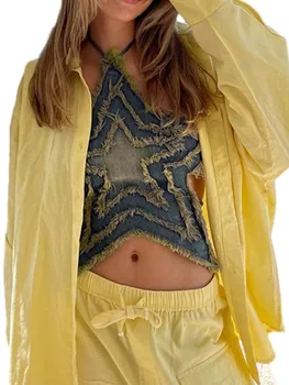 Женская потертая джинсовая куртка с вышитым цветочным рисунком и отделкой из искусственного меха - Стильная верхняя одежда без рукавов на лето