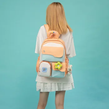 Женский Водонепроницаемый рюкзак, холщовые школьные сумки для девочек-подростков, Кавайная студенческая сумка для книг, Рюкзак Mochila feminina
