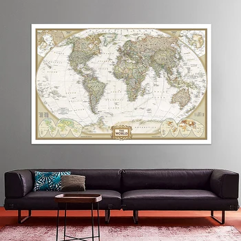 Классическое издание Настенная карта мира 225*150 см Нетканый Винтажный Плакат Карта мира Политика в прошлом 2007 для школьного декора