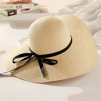 Модная Летняя соломенная шляпа, Женские Пляжные шляпы от солнца, Аксессуары для отдыха на открытом воздухе, защита от ультрафиолета, шляпа с большими полями