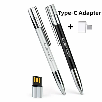 Новое Бесплатное Пользовательское Имя ЛОГОТИП Металлическая ручка Для подписи Модель USB2.0 Флэш-накопитель 2 ГБ 4 ГБ 8 Гб 16 ГБ 32 ГБ 64 ГБ 128 ГБ Memory Stick
