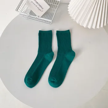 Новые женские носки Модные зеленые Весна Осень средней длины В корейском стиле, Эластичные дышащие комфортные носки для девочек