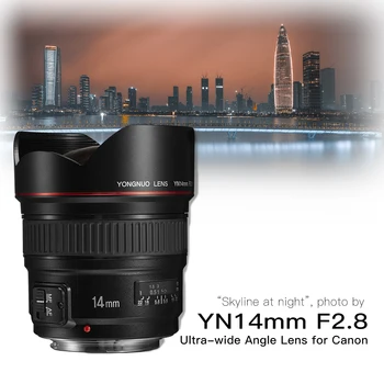Объектив YONGNUO YN14mm F2.8 AF MF с Автофокусом, Сверхширокоугольный Основной объектив 14 мм для Цифровой Зеркальной камеры Canon 5D Mark III IV 800D 760D 80D 7D