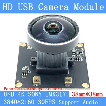 Панорамный Модуль камеры Fisheye с высоким Разрешением 4K 3840x2160 Sony IMX317 30 кадров в секунду UVC USB Веб-камера для Сканирования документов Поддержка Аудио