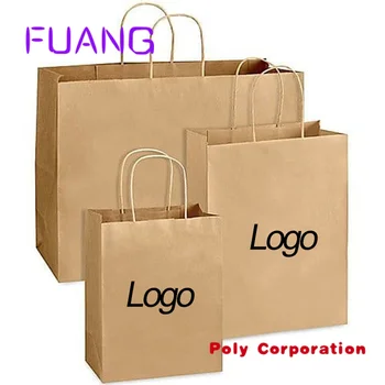 Перерабатываемый бумажный пакет kraft paperbag, упакованный на заказ, бумажный пакет для доставки быстрого питания по магазинам оптом с ручками с вашим логотипом