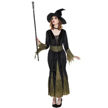 Платье на Хэллоуин для женщин и взрослых, Новое Платье для Косплея Злой ведьмы, Платье для вечеринки с участием ведьмы-террориста