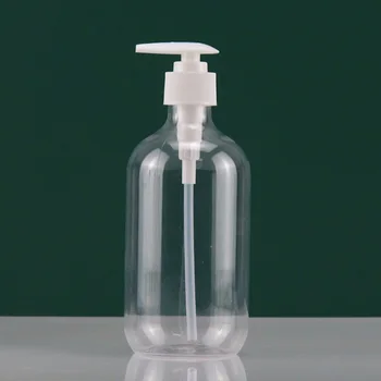 прозрачная бутылка для лосьона из ПЭТ-пластика многоразового использования объемом 300 мл с распылителем белого цвета