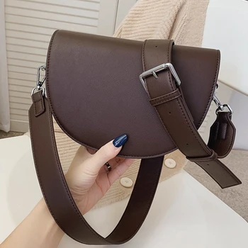 Ретро Однотонная седельная сумка, высококачественные кожаные сумки на плечо для женщин, новинка 2023, простая женская сумка через плечо, дизайнерские сумки