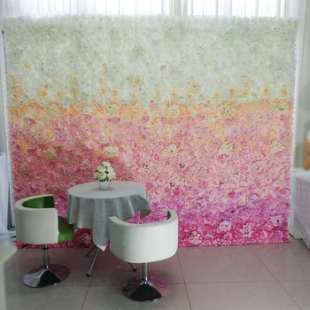 Свадебная цветочная стена Постепенное изменение ярко-розового цветочного 3D фона Украшение свадебной сцены FedEx