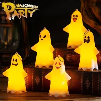 Светодиодный подвесной светильник-призрак, украшение для Хэллоуина, Призрачный ночник, подарок для детей, Счастливое украшение на Хэллоуин для домашних вечеринок