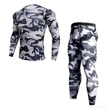 Термобелье Для мужчин, Компрессионные рубашки с длинным рукавом для бега, Леггинсы, Спортивные комплекты, спортивный костюм для бодибилдинга, мужской Rashgard