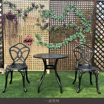 Уличная мебель из литого алюминия, столы и стулья, балкон, внутренний двор, сад, солнцезащитный крем и водонепроницаемый журнальный столик в сочетании
