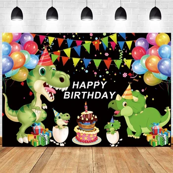 Фон для фотосъемки Динозавров Воздушный шар Для Душа Ребенка Дикое Сафари Парк Джунглей С Днем Рождения Фон для фотосъемки животных Баннер