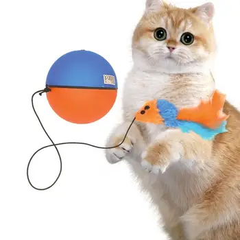 Электрические игрушки для кошек с катящимся мячом, Игрушка для кошек с шариком на батарейках, игрушка для кошек с плюшевым кулоном, Автоматическая дразнилка для домашних животных