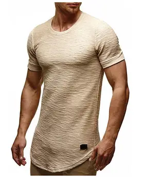 № 2 A1348, летние новые мужские футболки, однотонные, приталенные, трендовые, повседневные, с короткими рукавами, модные