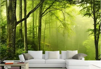 3d обои для комнаты Высококачественная фотообоя на заказ, фон для рисования природы Зеленого леса, 3D настенные фрески, обои для домашнего декора