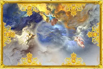 3d фотообои на заказ потолочная фреска Европейский классический ангел святой домашний декор гостиная Обои для стен в рулонах