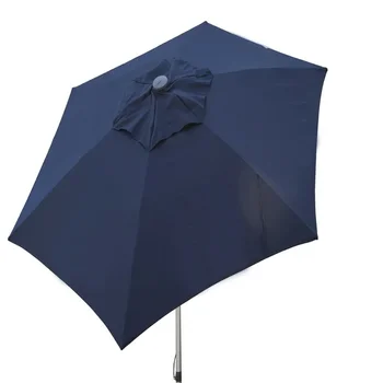 8,5-футовый зонт для патио Push Up Market из однотонного темно-синего цвета