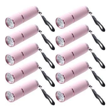 AT14 10X Наружный мини-фонарик с розовым резиновым покрытием из 9 светодиодов