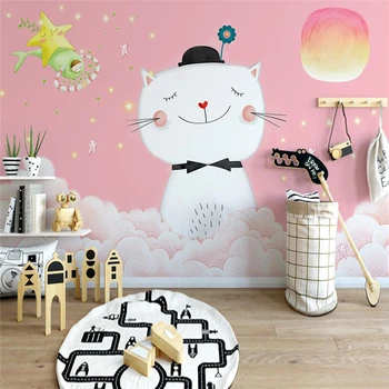 beibehang пользовательские обои с котенком в скандинавском минималистичном стиле, декор детской комнаты, декоративный фон, 3D фрески, обои, домашний декор