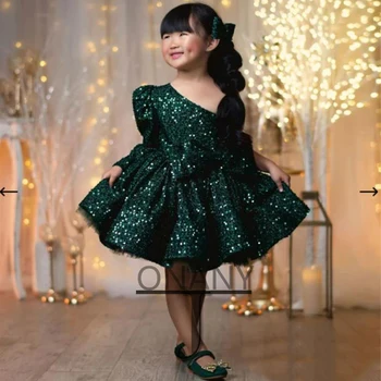 JONANY Lively/Платье с цветочным узором для девочек на одно плечо, расшитое блестками, Сшитое на заказ, Праздничное Платье для Дня Рождения, Детское платье для Причастия