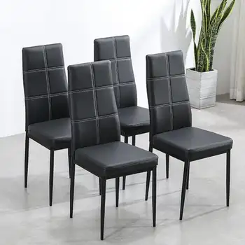 Ktaxon Набор из 4 обеденных стульев из искусственной кожи с мягким сиденьем и высокой спинкой Дизайнерские обеденные стулья для кухни, столовой, дома