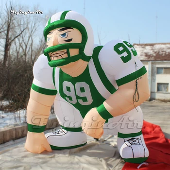 Персонализированный Открытый Надувной игрок в регби В шлеме Высотой 3 м, Зеленая Модель игрока в американский футбол, выдуваемая воздухом, для игры