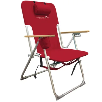 Пляжный стул Caribbean Joe с высокой грузоподъемностью, красная садовая скамейка из ротанга