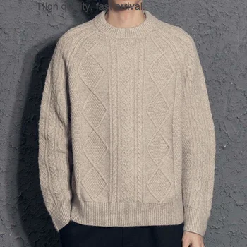 Ретро кашемировый свитер Ромб, мужской свитер, утолщенный повседневный универсальный свитер, Модный осенне-зимний хлопок