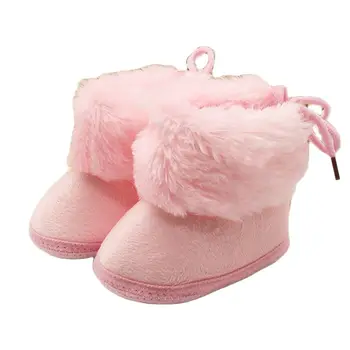 Теплые ботинки для новорожденных малышей, зимние Первые ходунки, обувь для маленьких девочек и мальчиков, мягкая подошва, Меховые зимние пинетки для 0-18 м